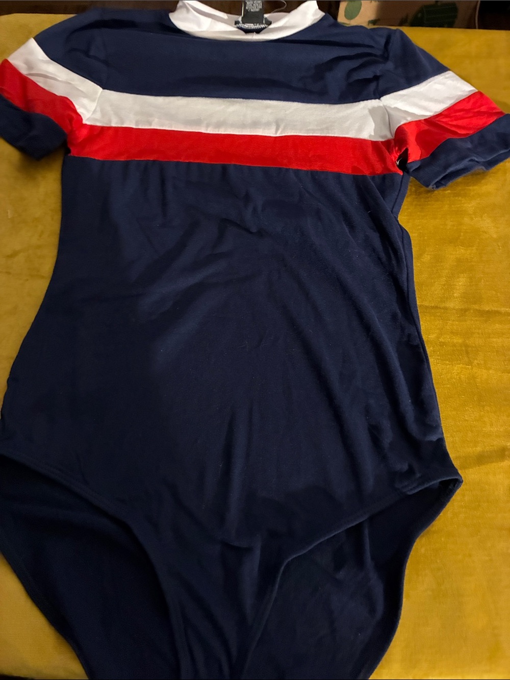 Navy One-Piece with Red and White Stripes